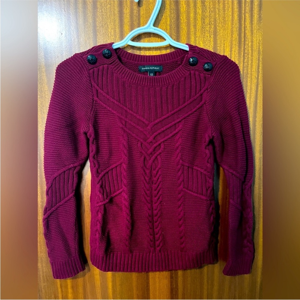 Banana Republic Maroon Cable Knit Sweater